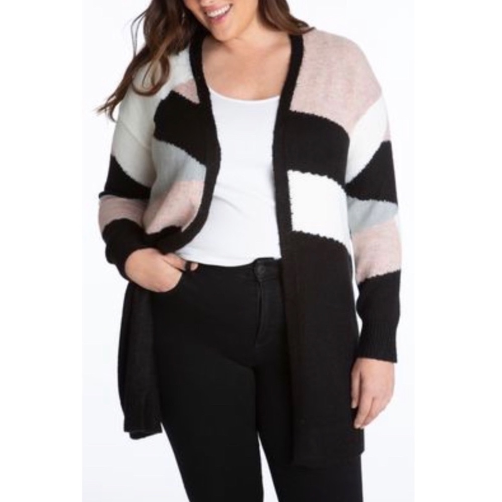 NWT! Adyson Parker Geometric Colorblock Open Front Cardigan Size XS